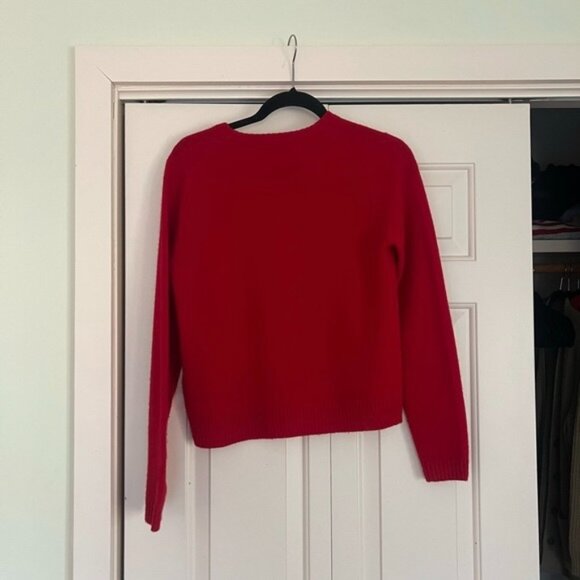 Zara BASIC RED 100% WOOL CARDIGAN - Picture 6 of 6